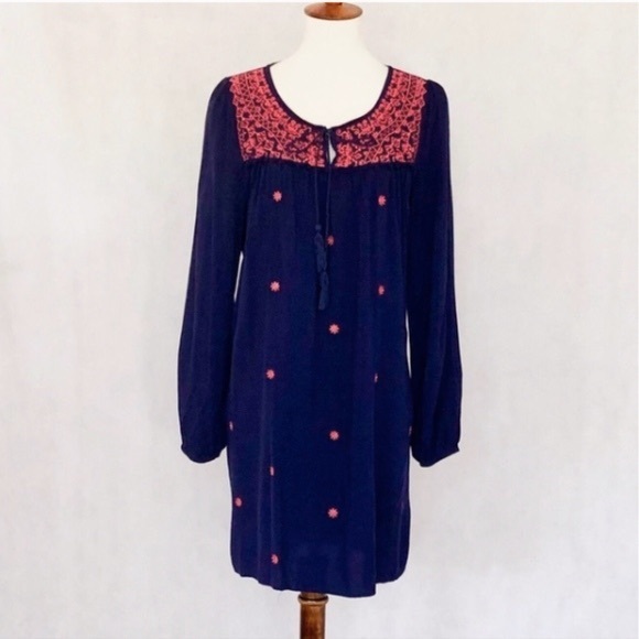 Umgee Long Sleeve Embroidered Tunic Dress - Picture 7 of 8